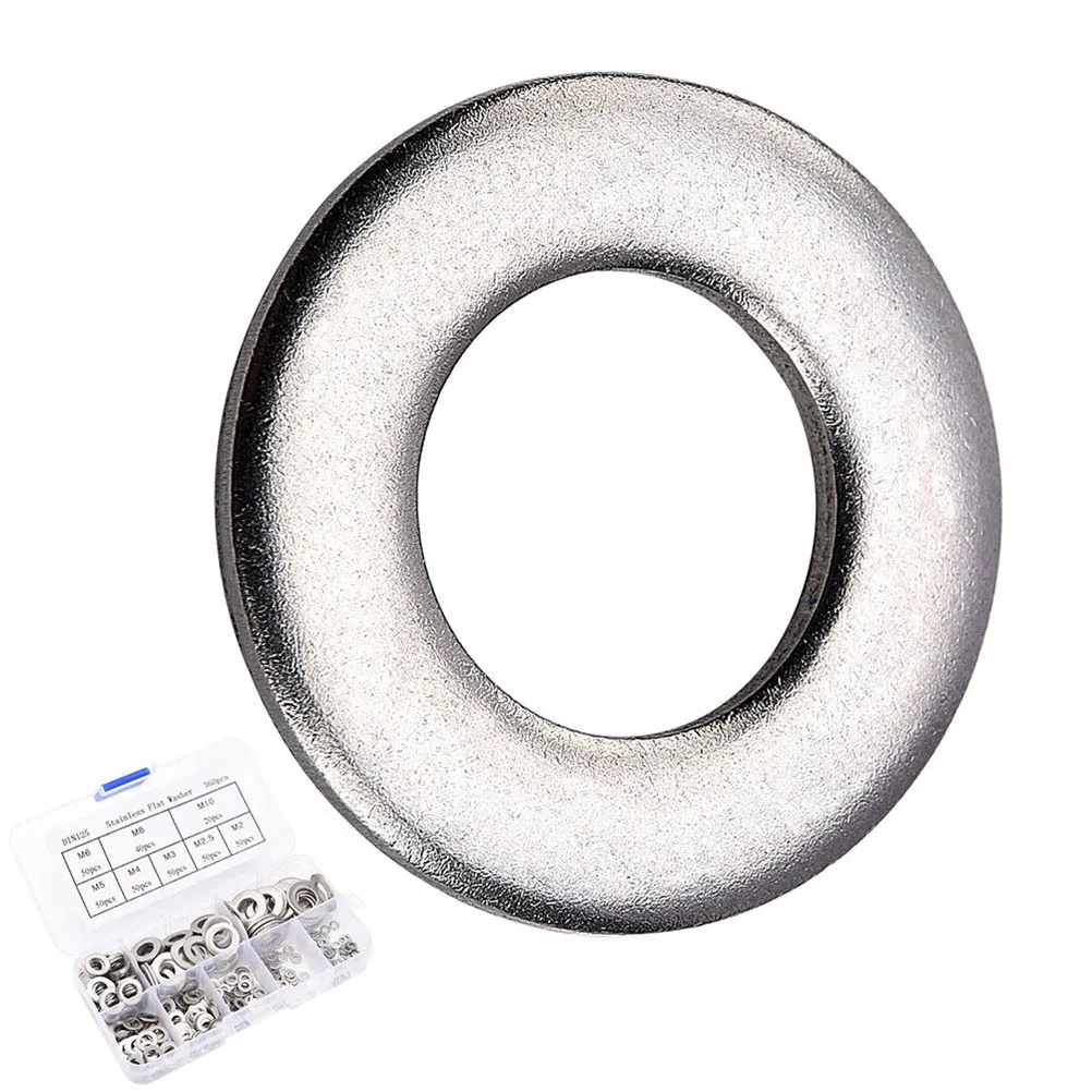 

360Pcs Stainless Steel Washers Spring Lock Flat Washer Kit Rust Resistant Suitable for Automotive Home Electronics