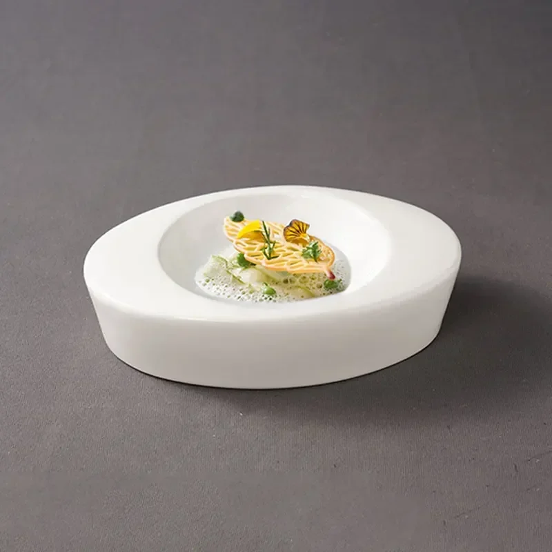 Drum-shaped Ceramic Plate, Japanese Plate, Hotel Restaurant, High-grade Artistic Conception Plate, Thermal Insulation Tableware.