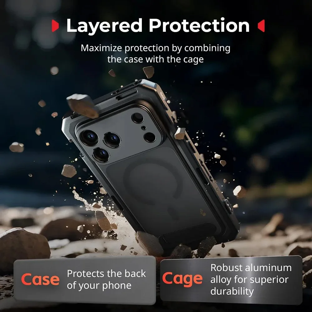 

(A03R) Dual Handheld Phone Cage Kit Full Cover Back Case for IPhone 17 Pro / 17 Pro Max Quick Release 17 Pro Max