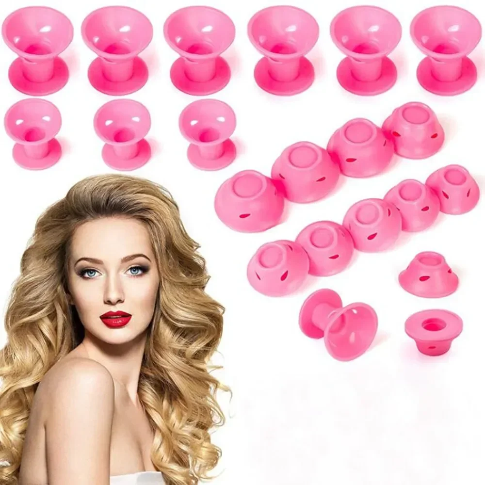 20Pcs Soft Rubber Hair Curlers Silicone Heatless Hair Rollers Clips No Hurt Hair Rollers Hairdressing DIY Hair Styling Tools