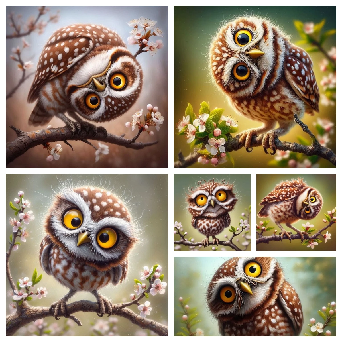 

Набор для алмазной живописи Сова с колючей головой, наклонная полная квадратная дрель, персонал, полуфабрикат, мультяшная милая птица, настенное искусство