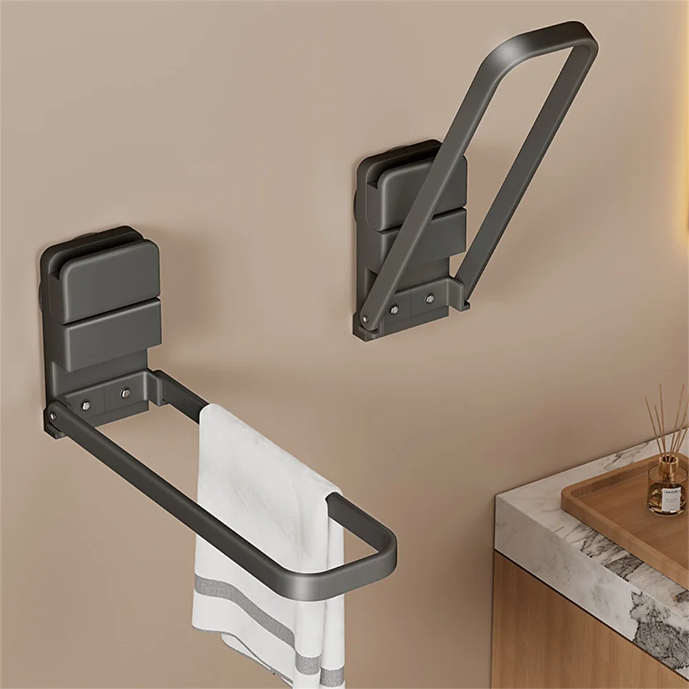 Folding Towel Holder No Drilling Suction Cup Towel Rail Foldable Guest Wall Mount Towel Holder Rack Bathroom Hardware