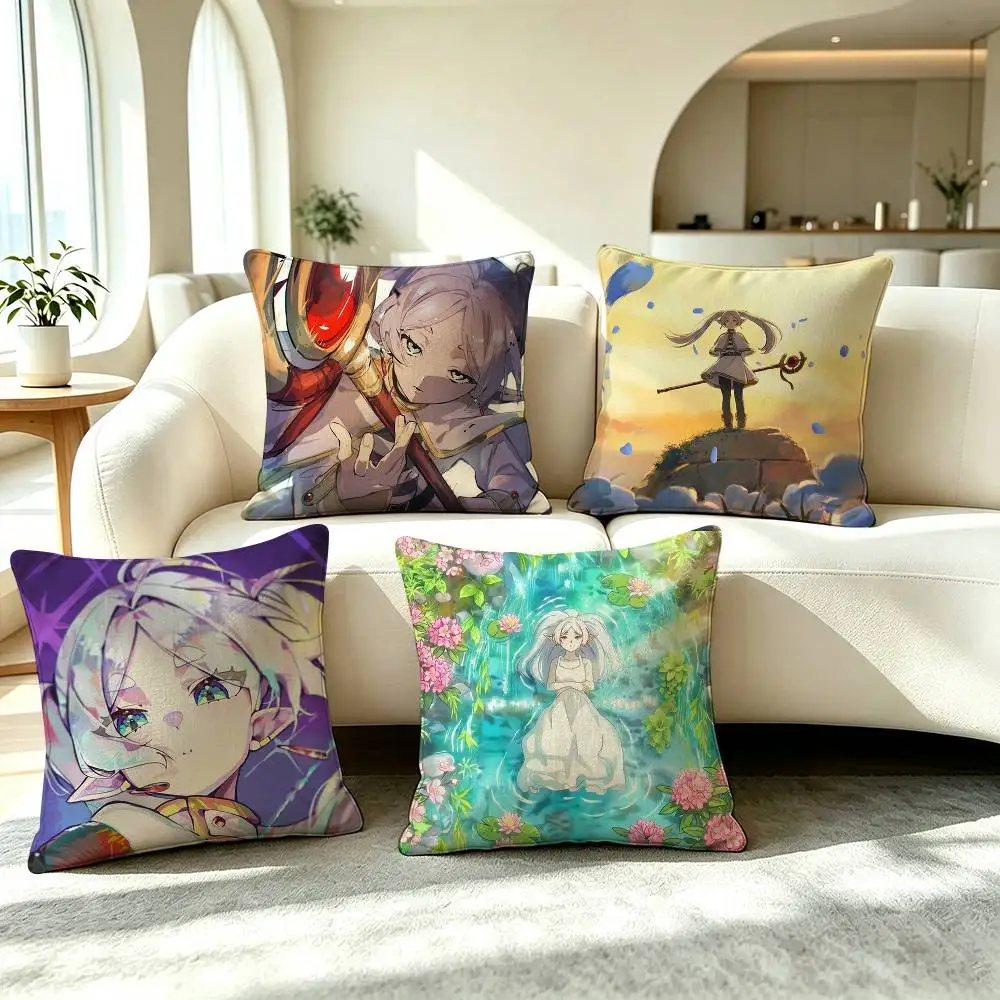 F-Frieren-Beyond Journeys End  Square Double-Sided printed Pillow Case Bedroom Bedside Pillow Sofa Cushion Cover