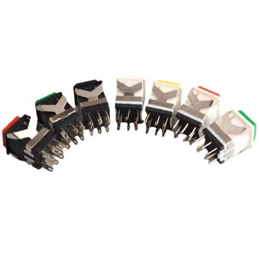 

5PCS 8 Pin 3A/250V 6A/125V Lock-free Self-reset Square Push Button Switch KD2-22 Square Push Button Switch with LED Indicator