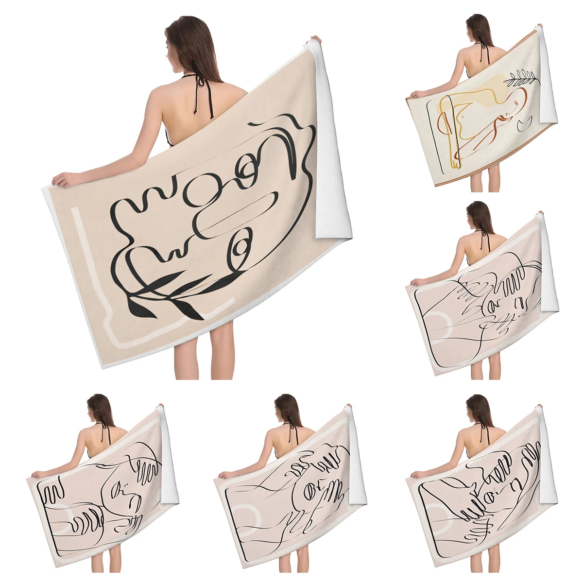 Home bath towels body towels bathroom quick drying microfiber beach Oil painting style man large sports towel  cute dog funny