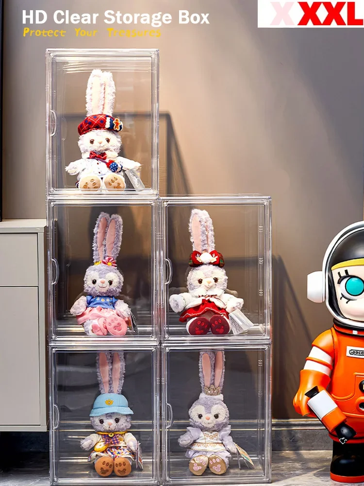 

Большой прозрачный ящик для хранения, органайзер для игрушек, витрина для обуви, шлемов, книг, сумок, легкий доступ и прочный дизайн