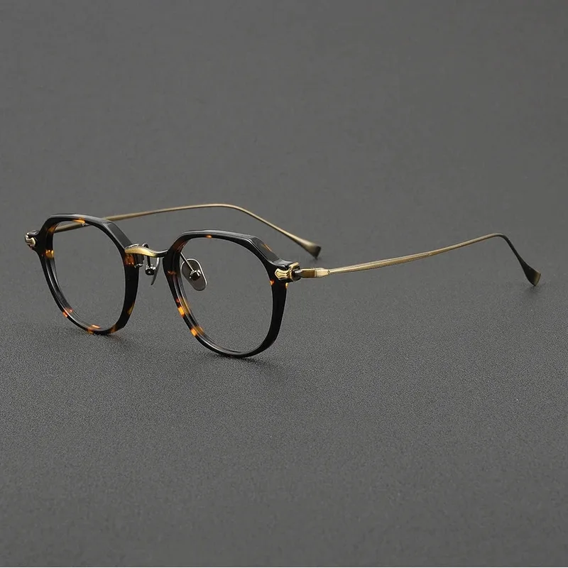 KAME Style 81036 Designer Retro Titanium Acetate Combined MANNEN Eyeglasses Frame IP Plating Men Women Glasses Frames
