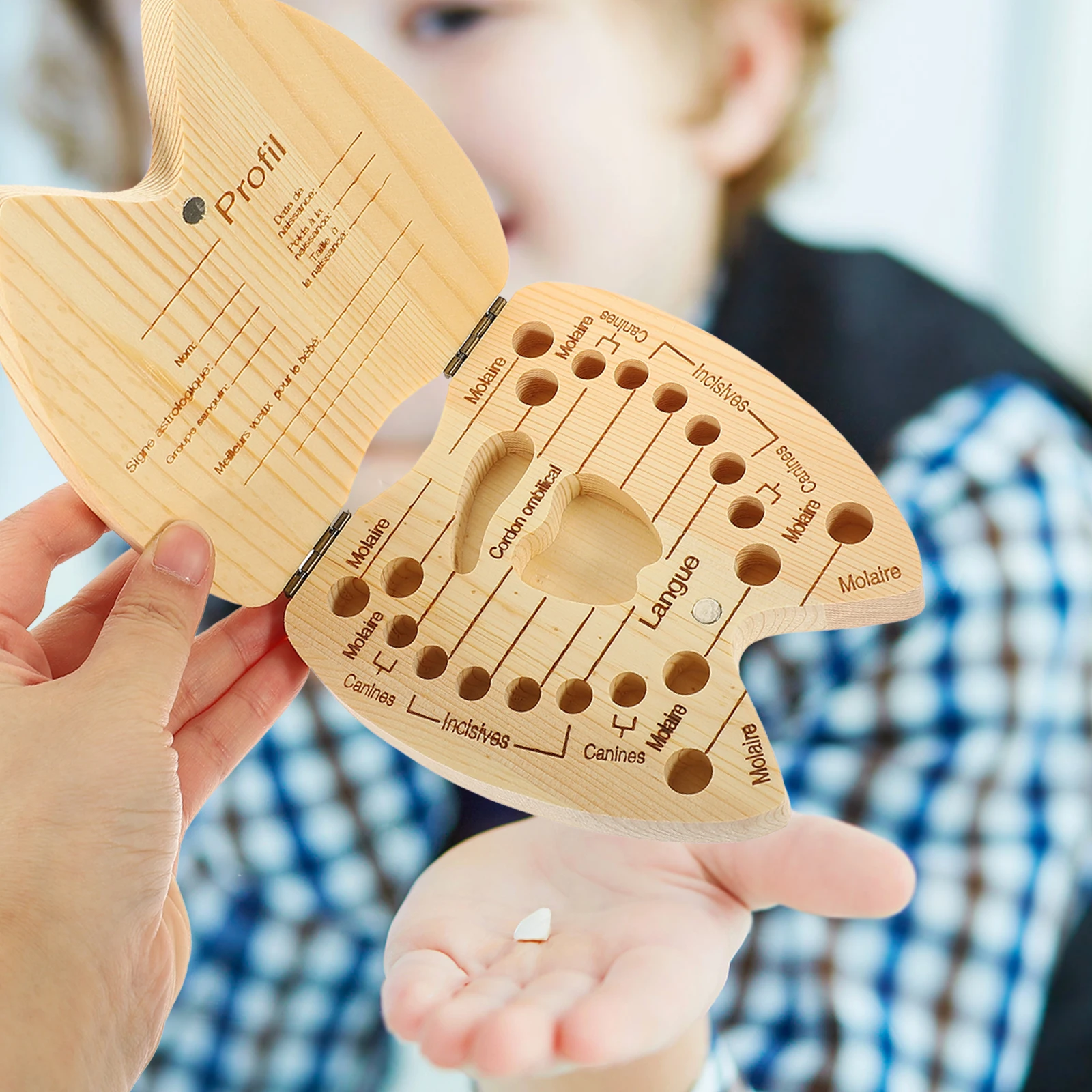 

Wooden Baby Teeth Holder Durable Eco Friendly Kids Tooth Keepsake Box First Lost Storage Small Size Boys Girls