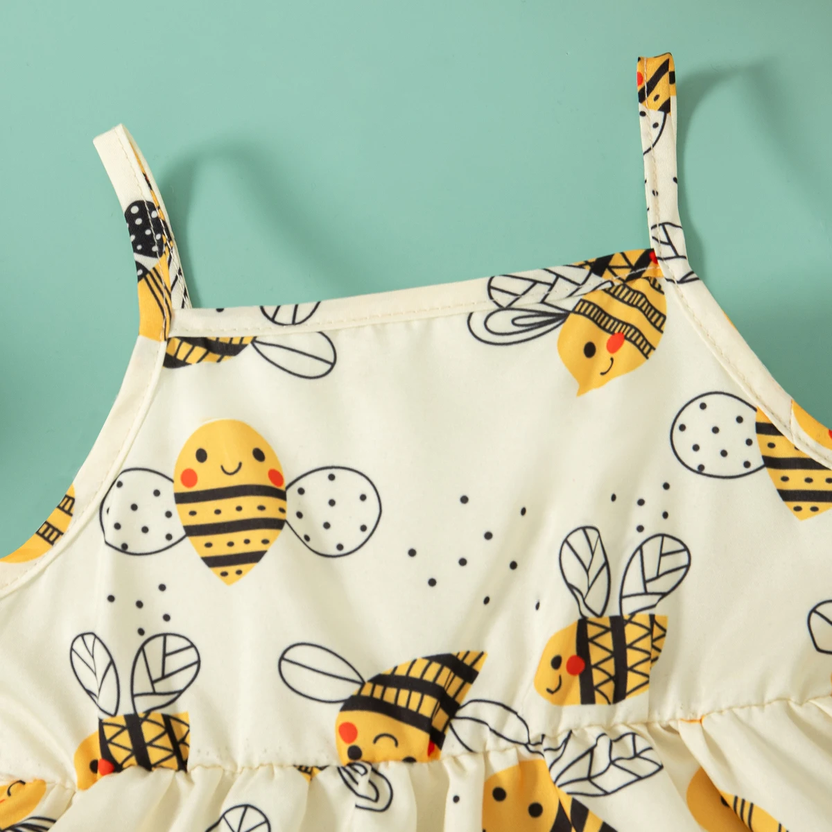 Baby Girl Dresses Summer Bee Printed Halter Girl Dresses Cute Girls Beach Dresses with Hat