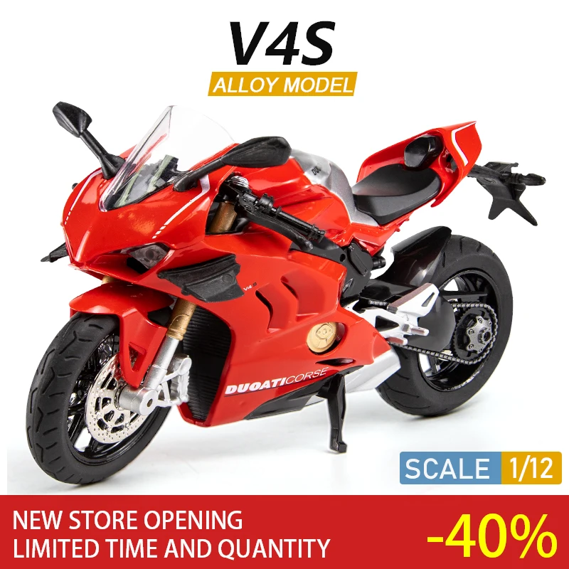 

1:12 V4S Racing Cross-country Motorcycle Models Simulation Alloy Diecast Vehical Toy Boy Collections Kids Games Fast and Furious