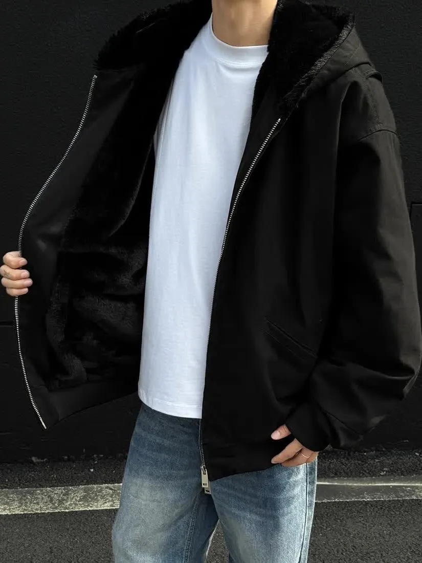 

Утепленная куртка из искусственной кожи на флисовой подкладке, свободного кроя, с капюшоном, зимнее хлопковое пальто для мужчин и молодежи, гарантия тепла