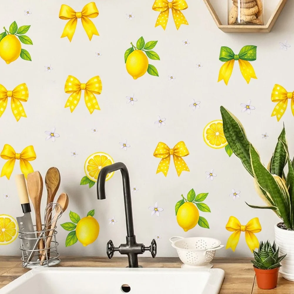 Cheerful Lemon Wall Stickers Wall Sticker Lemon Wall Stickers Self-stick PVC Peel-and-stick Application Set Of 4 Sheets