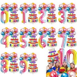 Gradiente Foil Balões com Números, Decorações Do Bolo De Aniversário, Baby Shower, Festa de Casamento, Meninos e Meninas, 0-9 Anos de Idade, 20PCs, 32 dentro