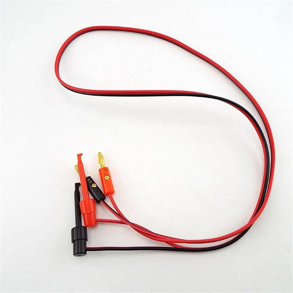 1 Pair 1M 4mm Banana Plug to Electric Hook Clip Test Cable Gold Plated for Multimeter Test Leads Wire Connector Red Black Banana - view 5