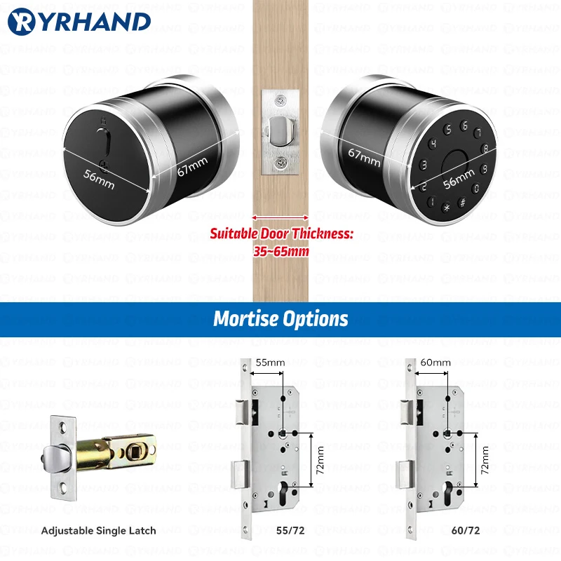 Imagem -06 - Intelligent Electronic Door Lock para o Quarto Tuya Smart Door Lock Impressão Digital Senha Chave Ttlock App Management Segurança Portátil