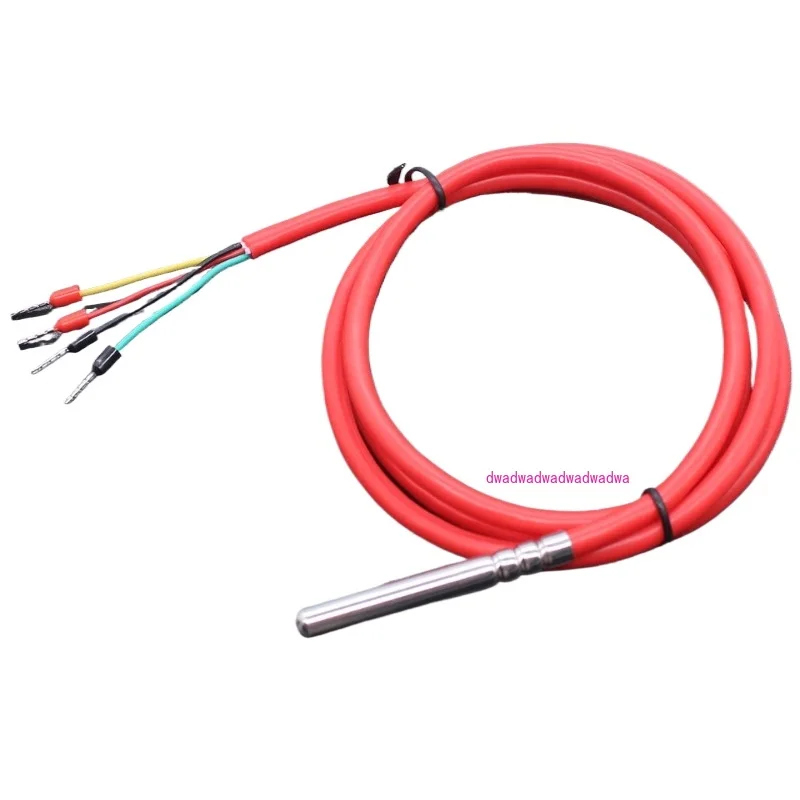 

-60~200'C high temperature 4 wire type PT100 thermal sensor 6*50mm probe A class thermal resistance with silicone cable