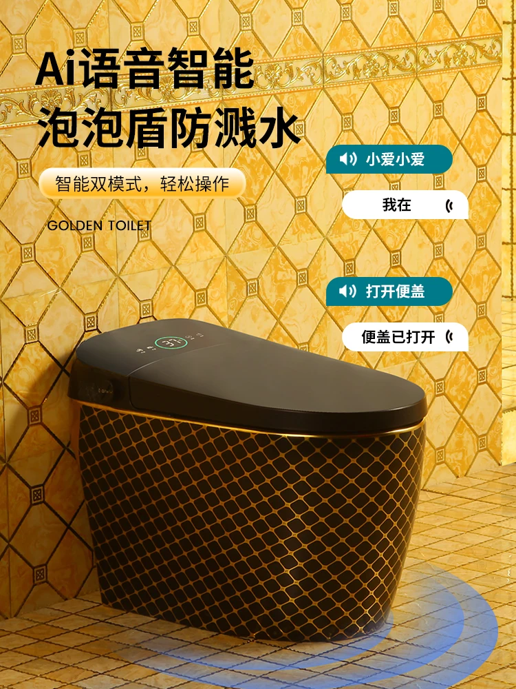 Black and gold intelligent toilet electric instant hot remote control flush gold plated toilet