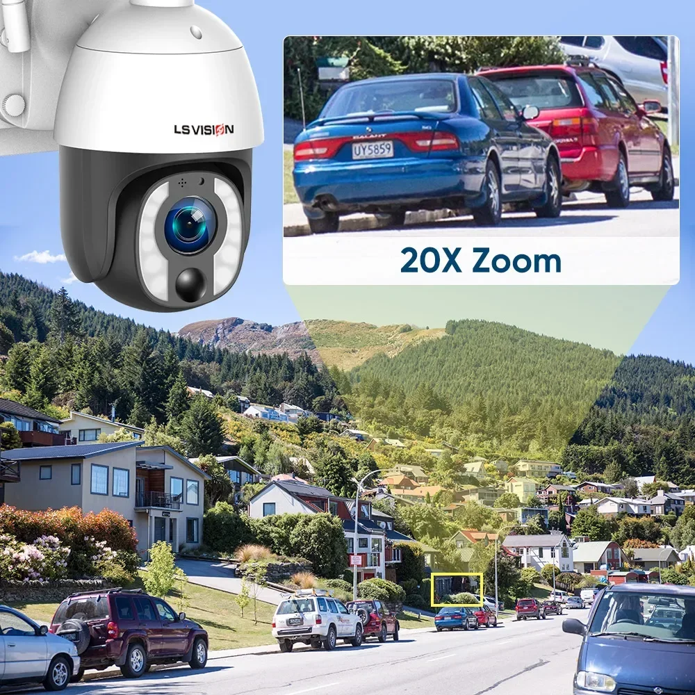 LS VISION 8MP 24/7 Hours Recording Solar Camera 4K 4G 20X Optical Zoom WiFi PTZ Auto Tracking CCTV Cameras with 20W Solar Panel