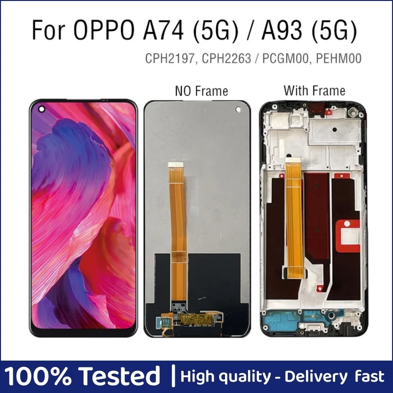 

6,5 "ЖК-дисплей для OPPO A74 5G, ЖК-дисплей, детали для замены, детали для ремонта A93 кодирующий преобразователь сенсорного экрана в сборе CPH2197 2263 PCGM00