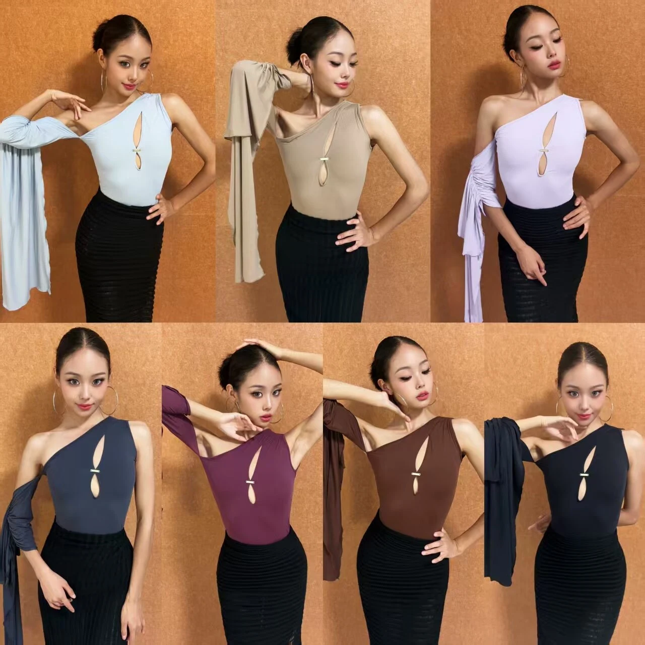 New Ballroom Dance Tops Women Slant Shoulder Irregular Bodysuit Waltz Tango Salsa Dance Performance CLothes Practice Wear SS2749