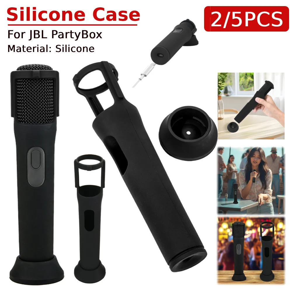

Silicone Case Anti-Rolling Protective Case Mic Sleeves Microphone Case for JBL PartyBox Wireless Mic