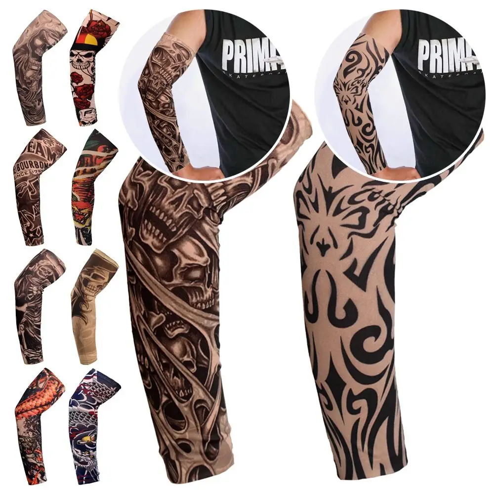 1Pcs New Sun Protection Flower Arm Sleeves Summer Cooling Outdoor Sport Arm Cover Basketball Sportswear Tattoo Arm Sleeves