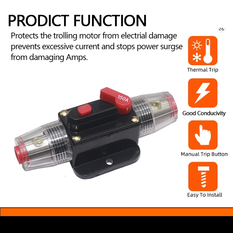 【1PCS】0A 30A 40A 50A 60A 80A 100A 150A 12V Car Truck Audio Resettable Fuse Circuit Breaker for Over and Short Current Protection