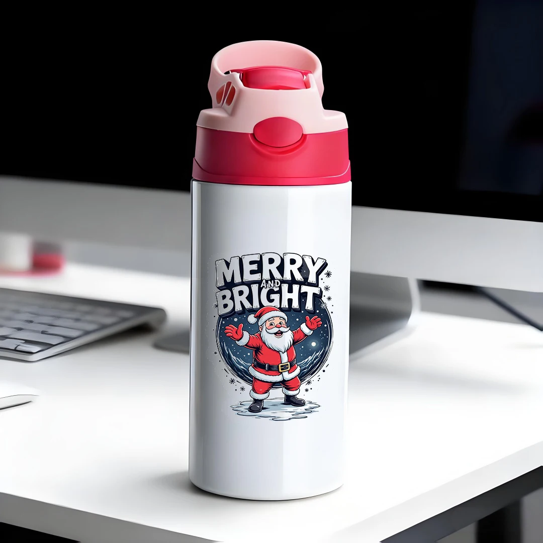 

304 stainless steel thermal cup cartoon Santa Claus straw cup kids water bottle Heartwarming Insulation Essential Christmas Gi
