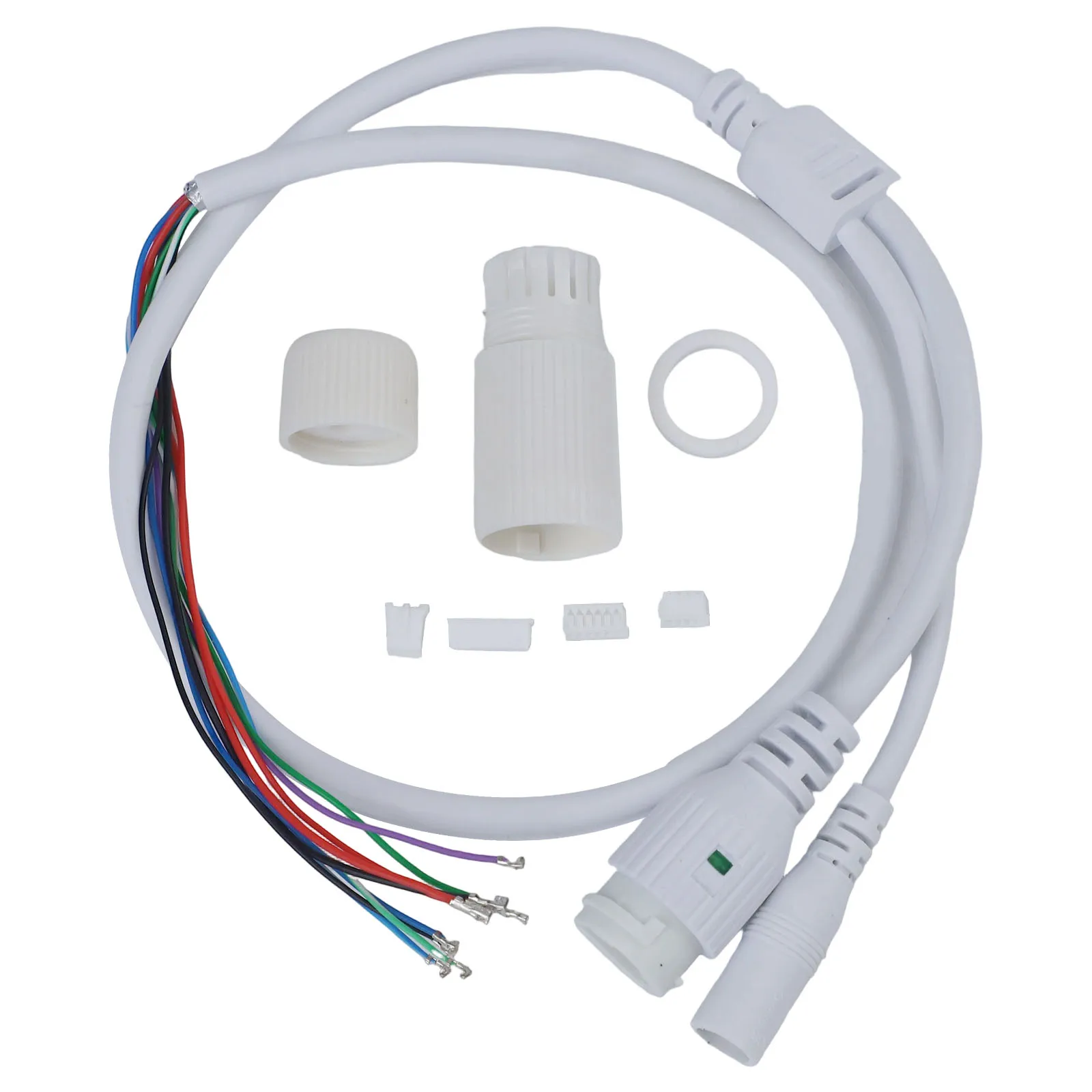 70cm L CCTV IP Camera Cable White Color 4PIN And 2PIN Wires 70cm Length Data And Power Pin Easy Installation PVC Material