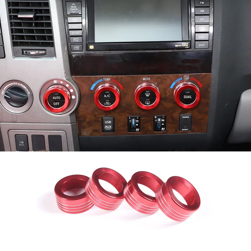 

For Toyota Tundra Sequoia 2007-2013 Aluminum alloy black car air conditioning knob ring decorative sticker car accessories
