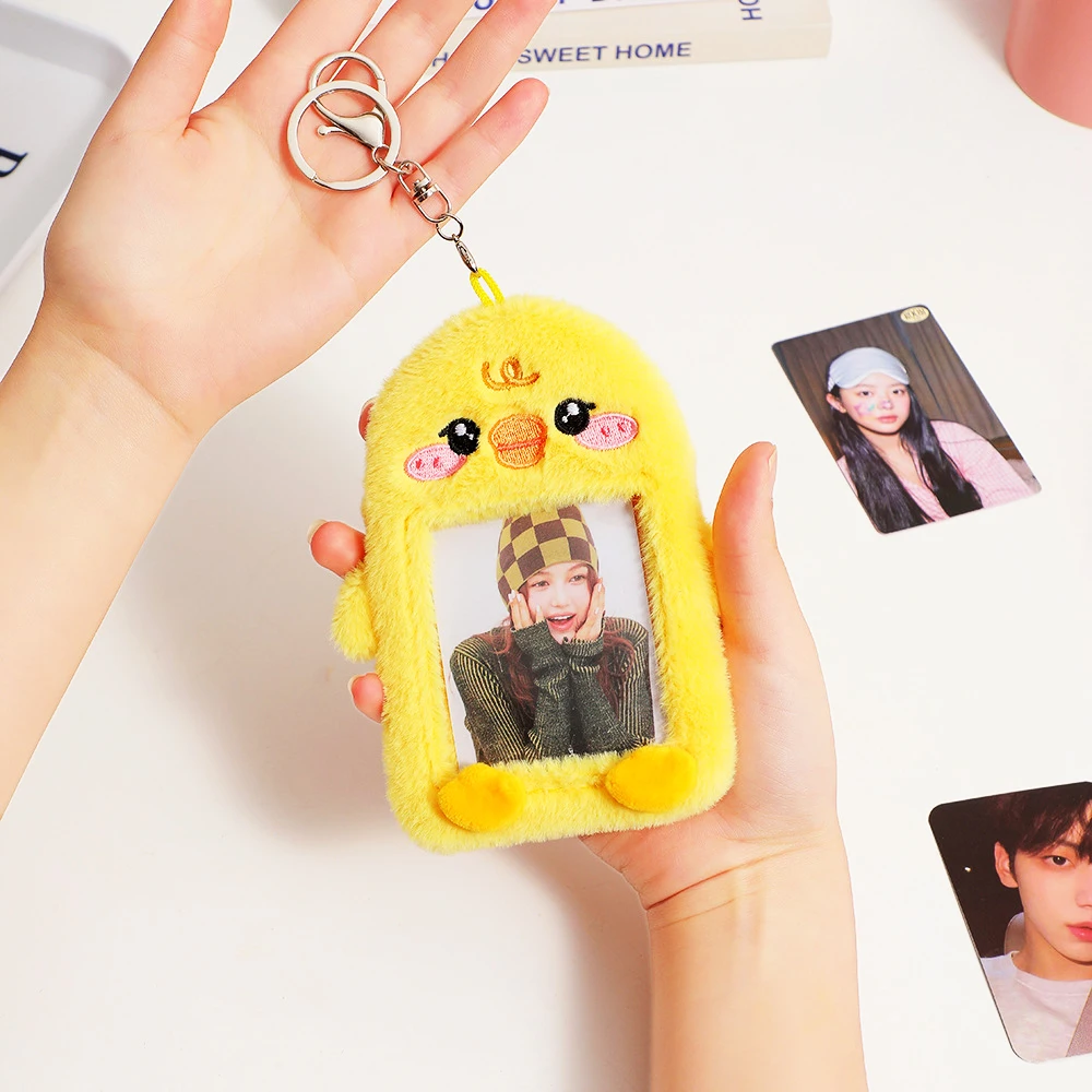 Kawaii Plush Cat Idol Titular Do Cartão para Meninas, Bonito Chaveiro, Kpop Álbum de Fotos, ID Credit Bank Protector, Papelaria