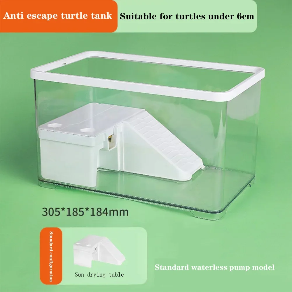 

Turtle Tank Aquarium with Sunbathing Platform Transparent Reptile Tank Anti Escape Tank Accessories Habitat For Pet Climbing