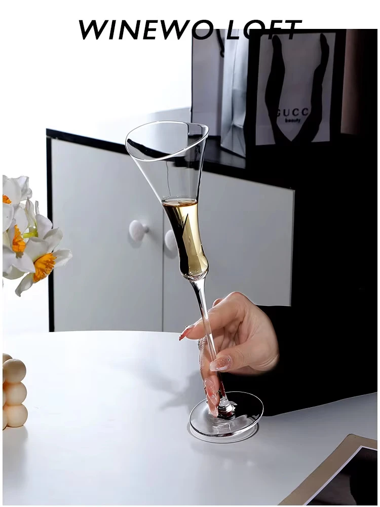 

Nordic Transparent Thin Stem Small Goblet Champagne Flutes Cocktail Glasses Home Party White Wine Barware