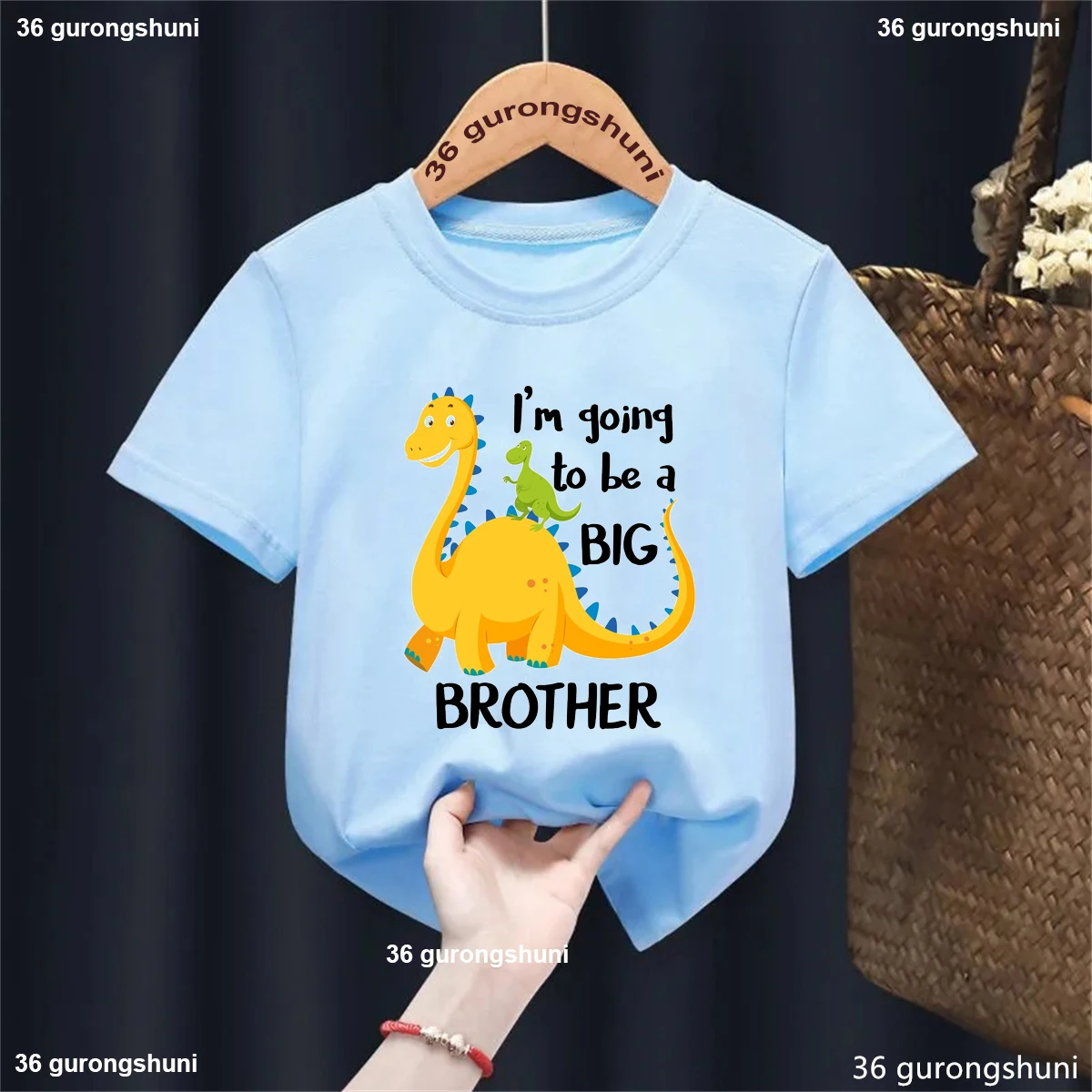 I Am Going To Be A Big Brother Dinosaur Graphic Printed Tshirt Boys Funny Kawaii Kids Clothes Birthday Part T-Shirt Tops