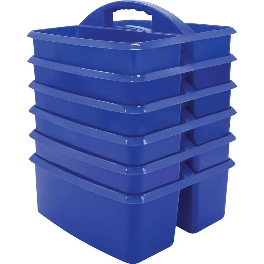 

Blue Portable Plastic Storage Caddy 6Pack for Classrooms, Kids Room, and Office Organization, 3 Compartment