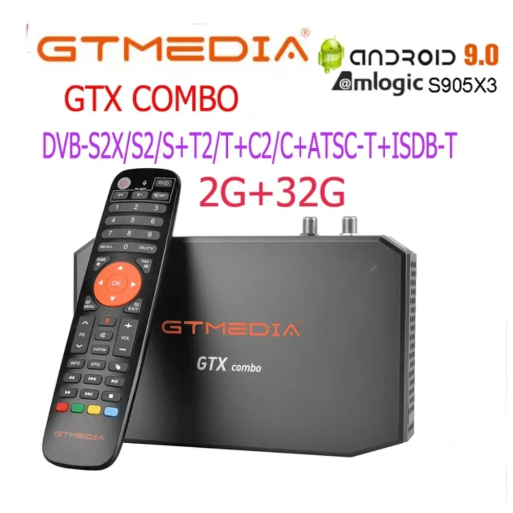 Genuine GTMEDIA GTX COMBO 4K8K UHD Android 9.0 Satellite ReceiverDVB-S2/T2/C 2G+32G,Support CA, CIPlus 1.4,,CI+,SATA-HDD bracke