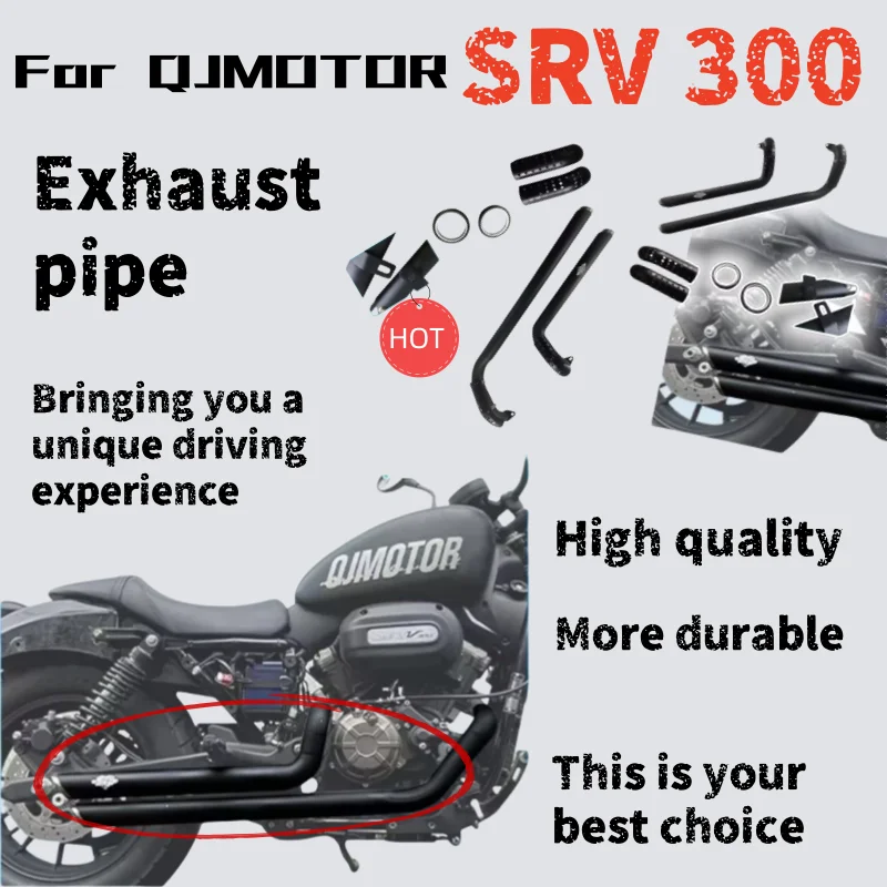 

For QJMOTOR SRV300 modified exhaust pipe modified Harley VH dual exhaust pipe horse hoof sound