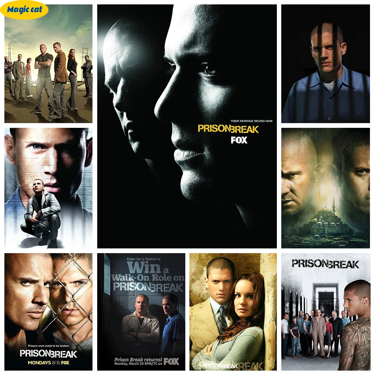 P-Prison Break 5D Diamond Painting Movie Poster Diy Diamond Embroidery Rhinestones Cross Stitch Living Room Bedroom Wall Decor