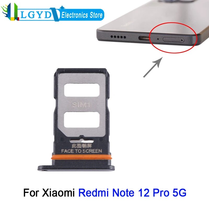 Dual SIM Card Tray For Xiaomi Redmi Note 12 Pro 5G Phone SIM1 + SIM2 Card Tray Adapter Replacement Part