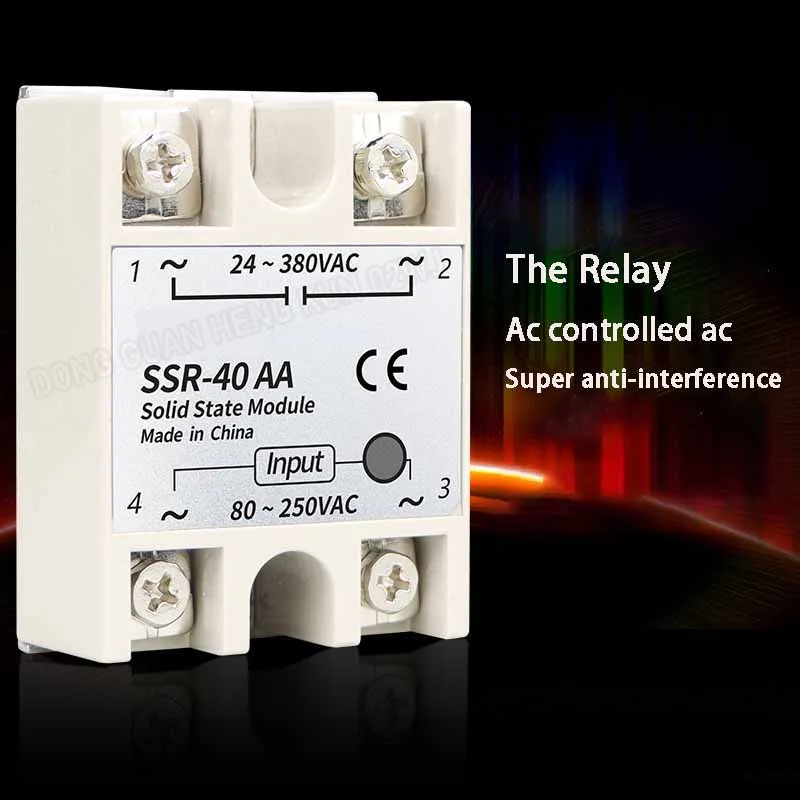 

1Pcs Relay SSR-40AA 10/25/40/60/80/100AA Single-Phase Solid State Relay Module Ac Control Ac Smart Chip