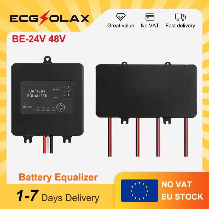 ECGSOLAX Égaliseur de batterie 24 V et 48 V, égaliseur de tension de cellule solaire, contrôleur de charge parallèle, égaliseur de tension