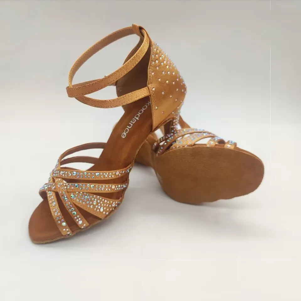 Evkoodance Vrouwen Dansschoenen Strass Latin Dansschoenen Meisje Praktijk 10Cm Latin Salsa Balllroom Aanpassen Feest Dansschoenen