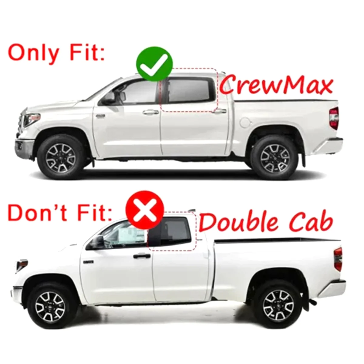 Left & Right Roof Drip Molding for Crew Max 2007-2021, 75552-0C060 75551-0C060