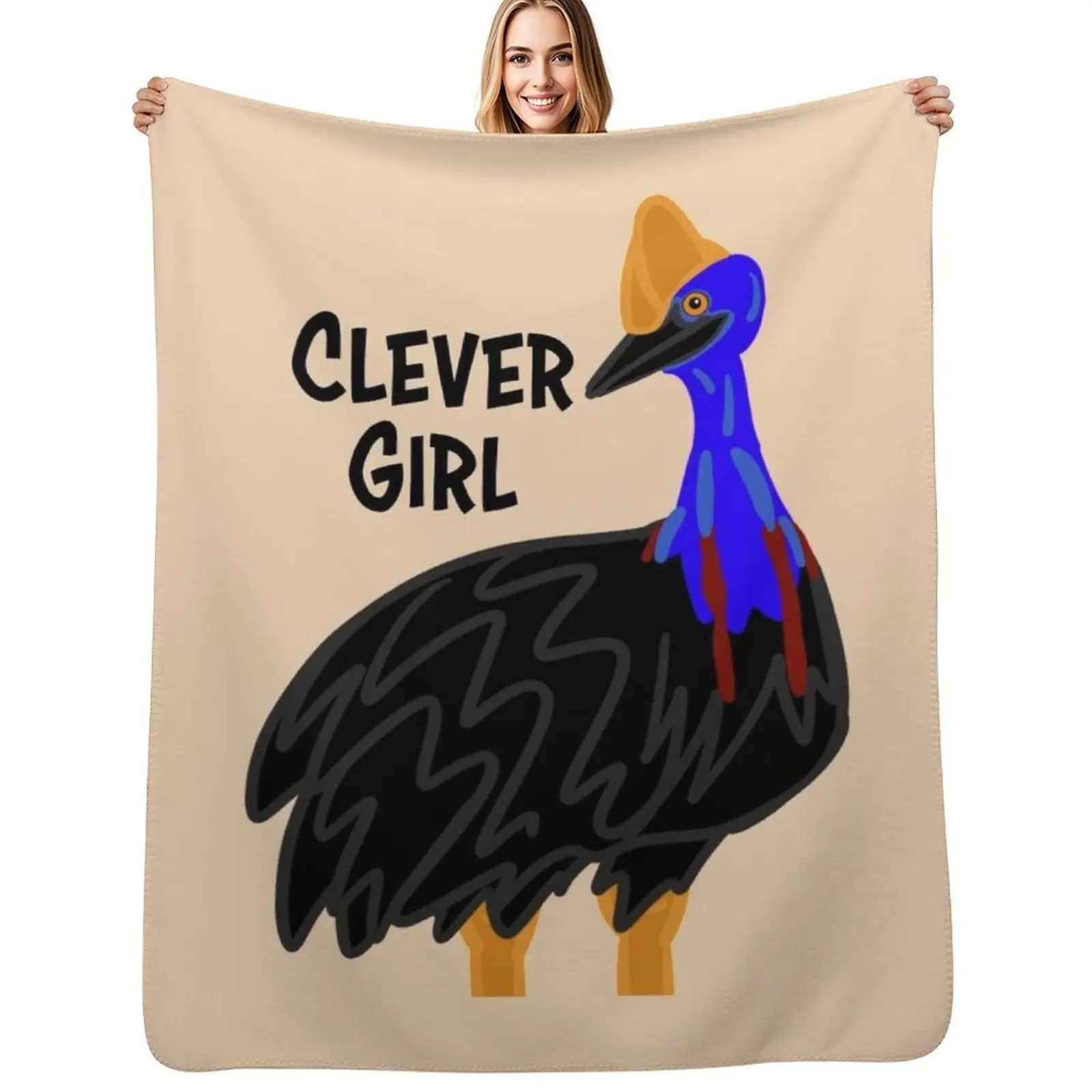 

Clever Girl. Cassowary - Cartoon Throw Blanket Decorative Beds Fashion Sofas Furrys Travel Blanket