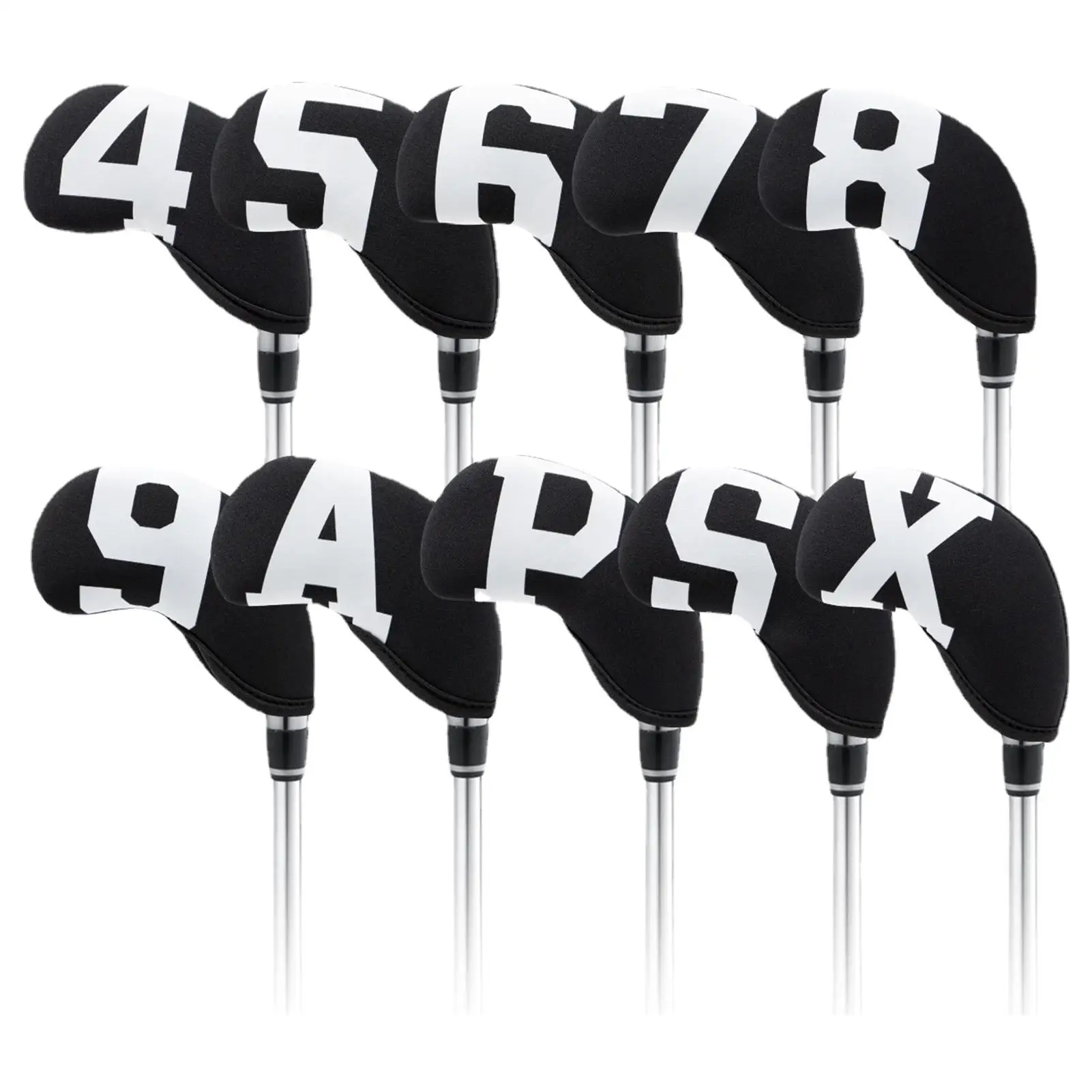 9/10Pcs Portable PU Golf Club Iron Head Covers Protector Golfs Head Cover Set Golf Accessories Golf Putter Cover Golf Headcover