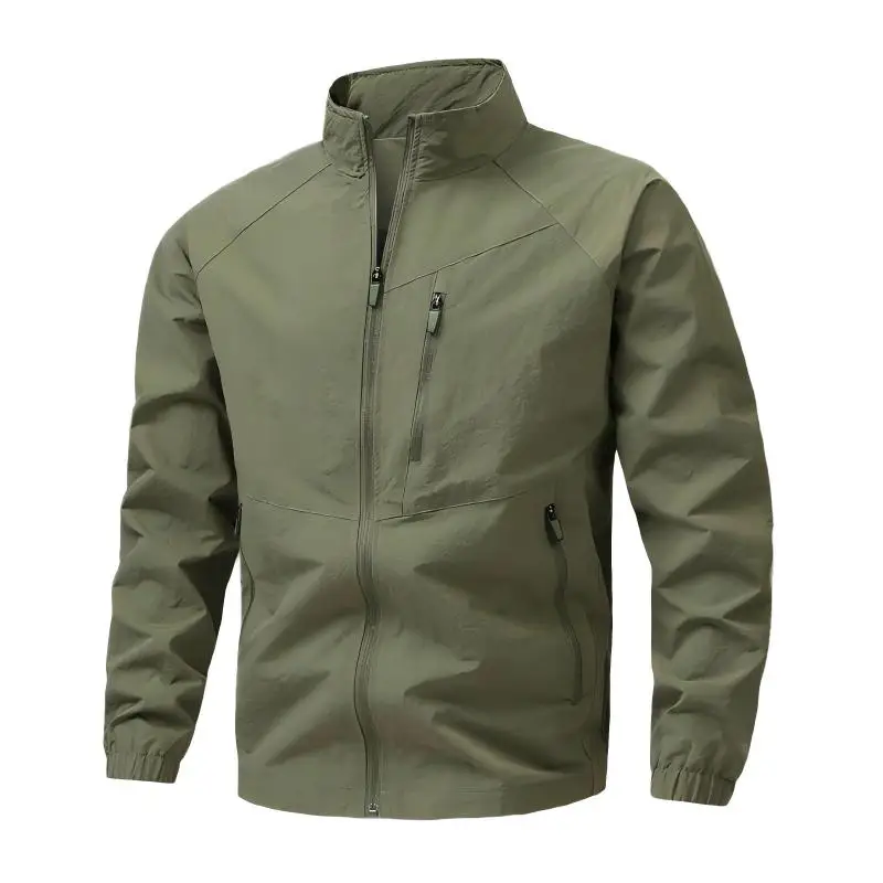 Spring Autumn Men Waterproof Cargo Multi Pocket Jacket Man Sports Outdoor Tactical Zip Coat Male Run Casual High Quality Jackets