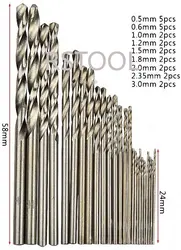 25ชิ้น Hss Micro Twist เจาะบิตชุด0.5มม.~ 3มม.เหล็ก Pcb Mini เจาะเครื่องประดับเครื่องมือสำหรับ Dremel Bit