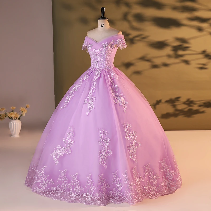 Couleur bonbon hors de l'épaule dentelle pas cher 15 robes de Quinceanera Appliques perles robe de remise des diplômes Vintage grande taille personnalisé