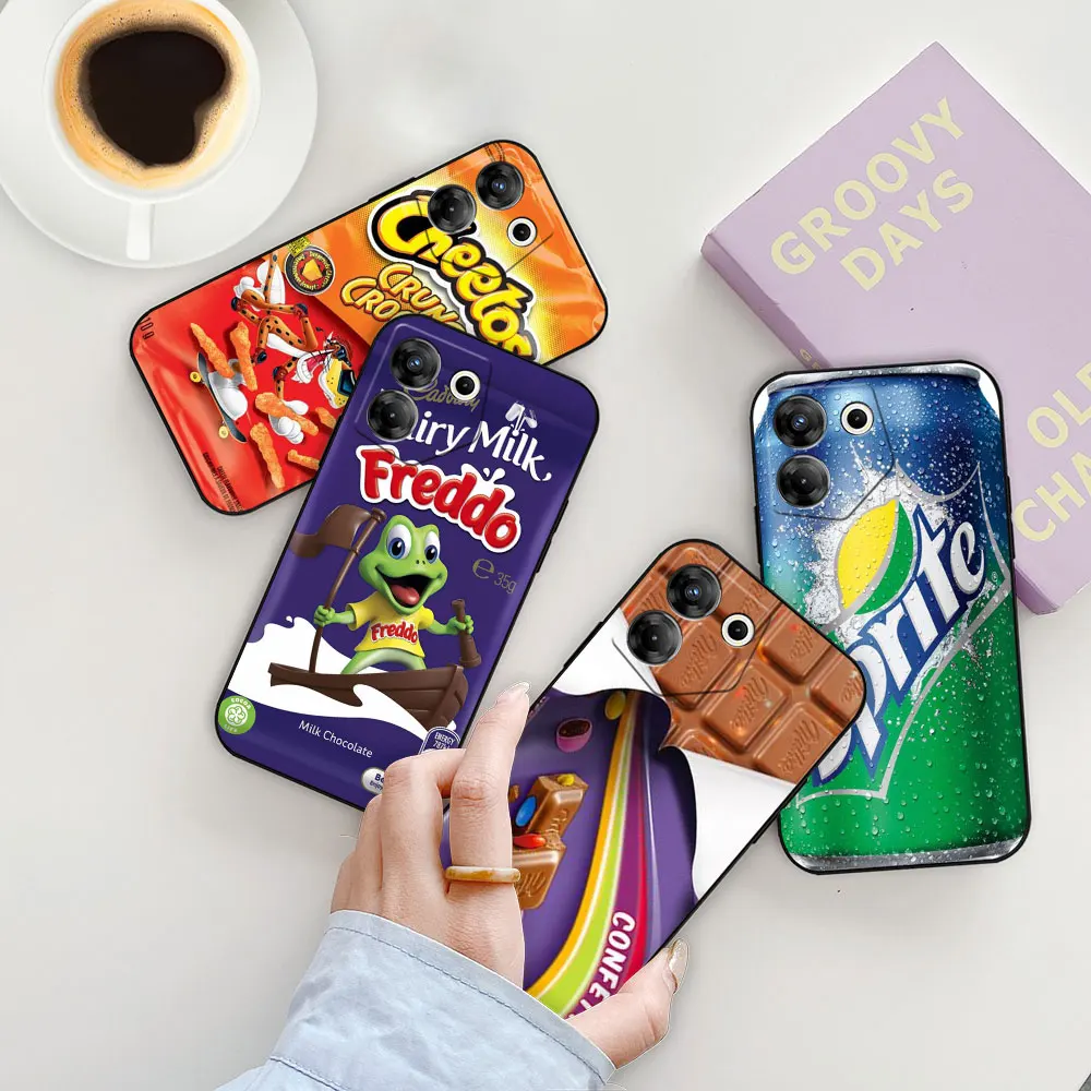 Chocolate Potato Chips Cola Biscuit Phone Case For Infinix TECNO POP SPARK SMART 5 6 7 8 CAMON 15 16 17 20 20C Pro 5G Case