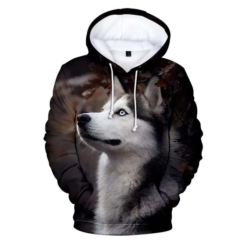 2024 Spring And Autumn New Men's Fashion 3D Dog Siberian Husky Print Hooded Sweatshirt Hoodie Loose Casual Daily Funny Pullovers